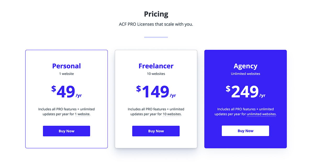 ACF PROの料金体系